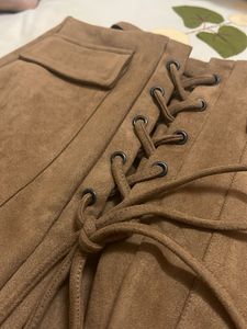 Brown Lace-Up Mini Skirt