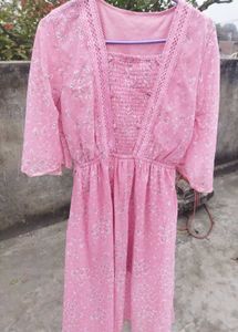 Pink Floral Midi Dress