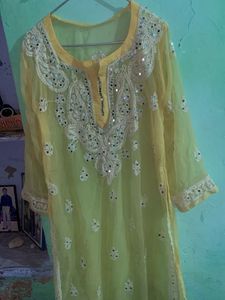 Yellow Embellished Kurti