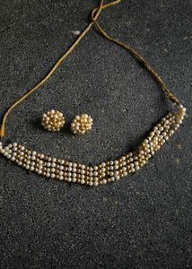 COMBO Pearl Choker Set With Earrings