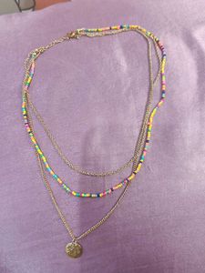 Layered Beaded Coin Necklace