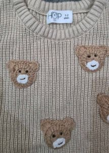Cute Bear Applique Knit Sweater kids 1-2 years