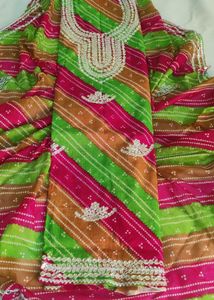 Bandhani Gota Patti Mirror Work Dress Material