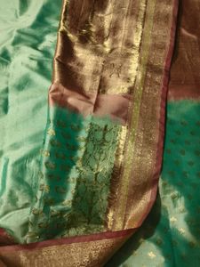 Pure Elegant Mint Green banaras Saree