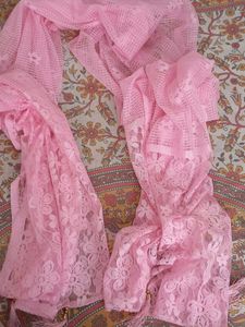 Pink Lace Dupatta