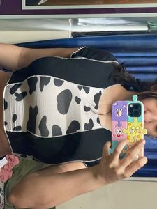 Cow Print Cropped Top