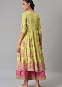 Elegant Green &amp; Pink Kurta Set