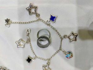 combo of bracelet and 2 rings .
