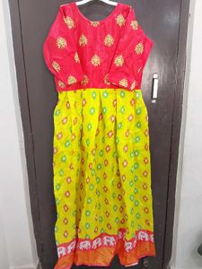 Beautiful Neon Yellow Ethnic Gown