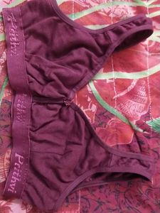 Burgundy Cotton Briefs non wireless bra