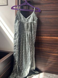 Polka Dot Button-Front Midi Dress