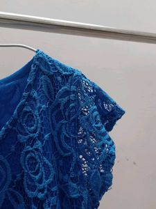 Blue Floral Lace Fabric