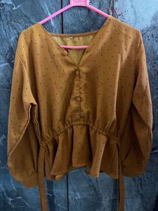 Mustard Clinched Waist Top