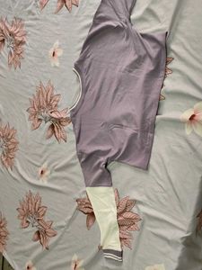 Lilac &amp; White Cropped Top