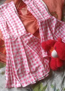 saree with Cute Gingham Dress