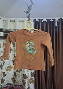 Embellished Unicorn Tshirt- Brown