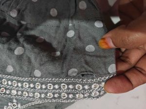 Gray Polka Dot Anarkali Kurta