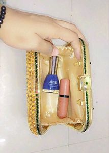 Gold Rhinestone Evening Clutch