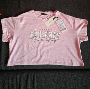 Mast &amp; Harbour Pink Oversized Crop Top