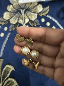 Earring Stud Set - Gold Toned