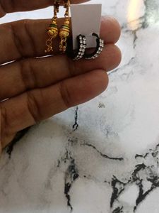 Sparkling Black Hoop Earrings Two pairs of earring