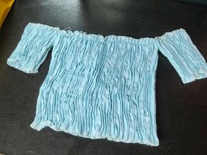 Chic Blue Off-Shoulder Top