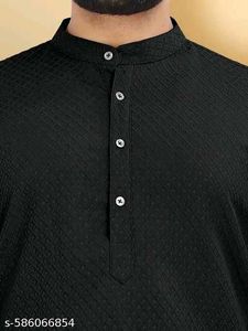 Black textured kurta