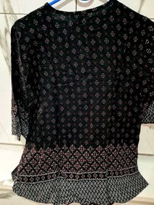 Patterned Black Top