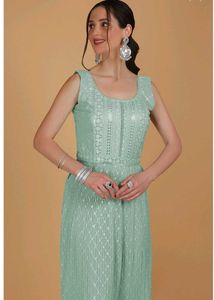 Mint Green Flared Palazzo Suitare Trouser Suit