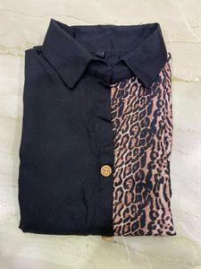 Animal Print Panel Button-Down