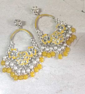 Yellow Kundan Earrings