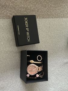 Joker & Witch Rose Gold Tone Watch & Bracelet Set
