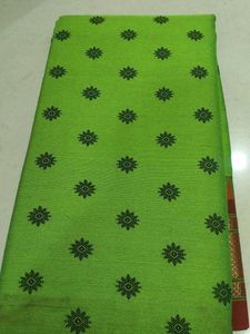 Green Cotton Saree with Peacock Border