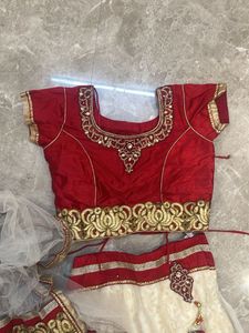 Red &amp; White Lehenga Choli (kids)