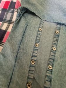 Light Blue Cotton Denim With Hood