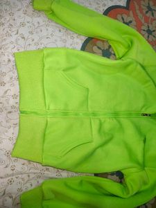 Women Neon Green Winter Sweater Zipper Imported