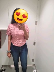 Textured Peach Short Sleeve Top