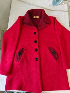 Red Wool Blend Coat
