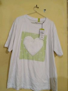White T With Heart