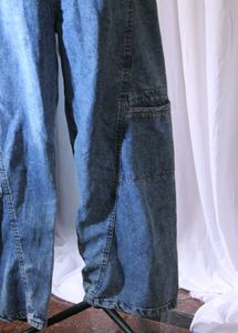 Unisex Blue Denim High Waist Baggy Jeans