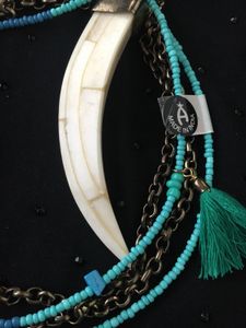 Mother of pearl claw and Turquoise beads Necklace.