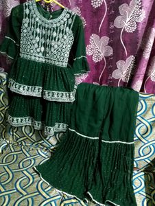 Green Embroidered Kurta Set