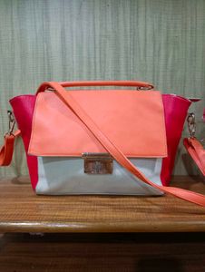Imported Color Block Satchel Bag