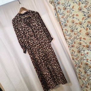 Collared Leopard Print Dress