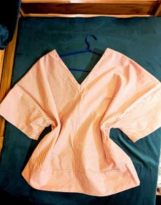 korean Striped V-Neck Top