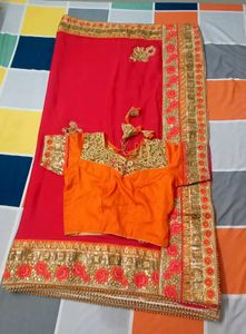 Elegant Red Embroidered Saree