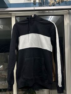 H&M Striped Black Hoodie (Relaxed Fit - XS)