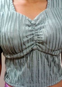 Sage Gray Textured Top