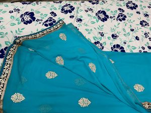 Sky Blue Saree With Blouse