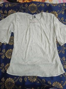 Elegant Pearl-Neckline Blouse